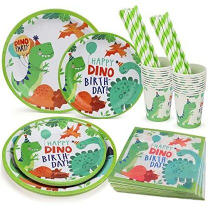 Dino-Party Extravaganza - Kit Vaisselle Jetable - Décoration Anniversaire Enfant