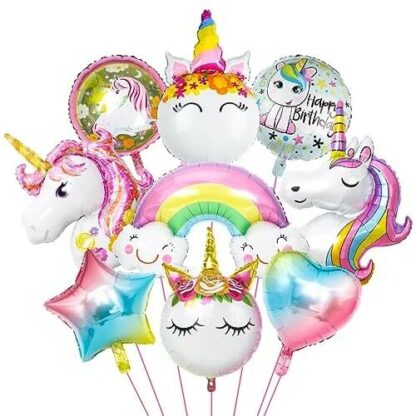 Féérie d'Anniversaire - Kit Ballons Licorne Rose et Arc-en-Ciel - Décoration Fête Enfant Fille