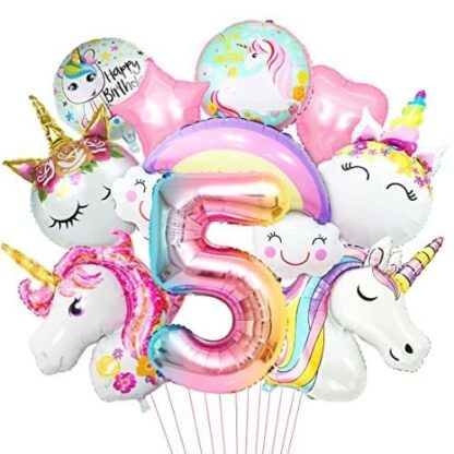 Féérie Licorne - Kit Ballons Numéro 5 - Décoration Anniversaire Fille