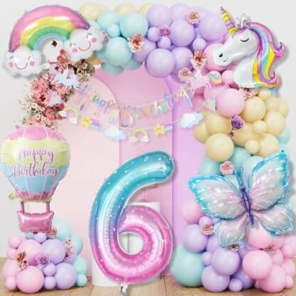 Fête Royale Licorne - Kit Complet Anniversaire Fille 6 Ans - Décoration Enfant Festive