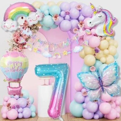 Licorne Enchantée - Décoration Anniversaire Fille 7 Ans - Kit Ballons et Guirlandes