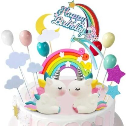 Licorne Féerique pour Gourmandes - Décoration Gâteau Multicolore - Accessoire Festif Anniversaire Fille