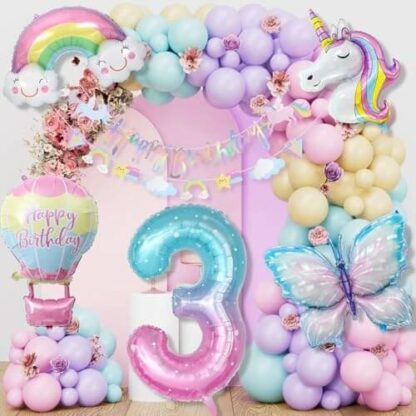 Licorne Magique - Kit Déco Anniversaire 3 Ans - Matériel Fête Enfant Fille