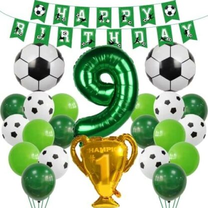 Match Parfait - Kit Ballons Football 9 Ans - Décoration Anniversaire Enfant